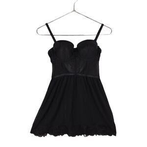 International Intimates Black Baby Doll Size Small Mesh Lining Adjustable Straps